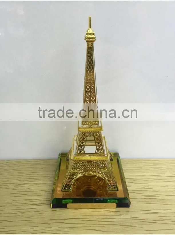 Hot Sale !!Wholesale Crystal Gold Plated Eiffel Tower buiding Model For Wedding Souvenir gift