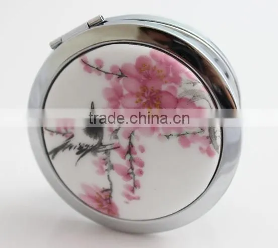 Cosmetic Mirror 2014 for Girl,Modern Design Folding Mirror,Lady's Beauty Pocket Mirror with Two Covers,Double Side Makeup Mirror
