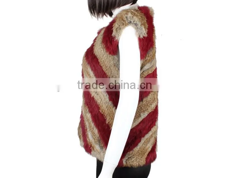 YR595 Newest Fashion Rabbit Knit Fur Vest/Real Fur Clothing