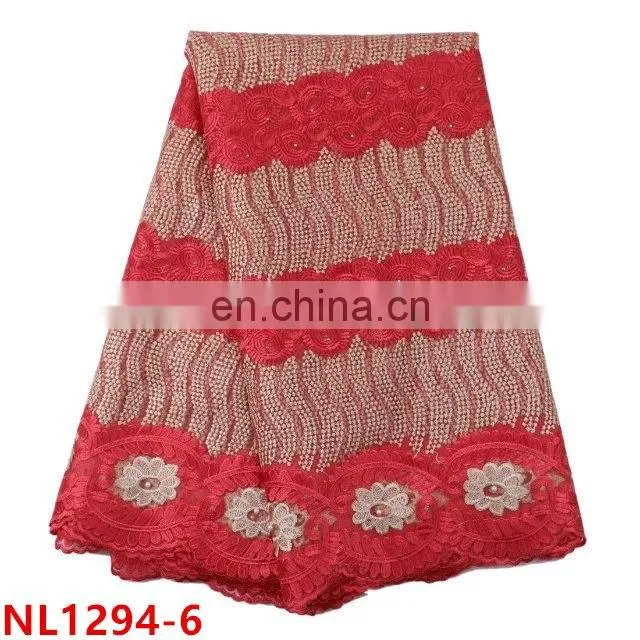2017 new arrival nigeria net lace with stones soft net lace fabric, teal tulle lace fabric for party