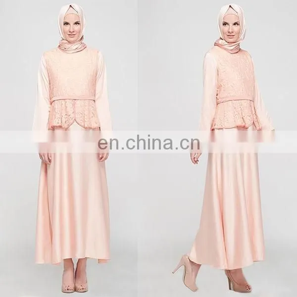 2016 latest design women jubah fashion maxi length peplum waist jubah