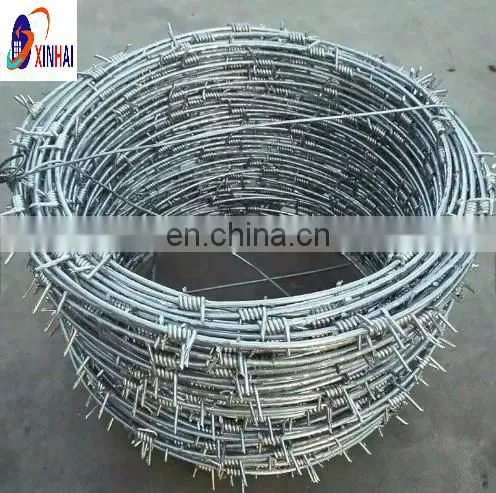 Barbed wire galvanized/pvc coated barbed roll with handle or wooden spool barbedwire fence Double Twisted Galvanized Barbed