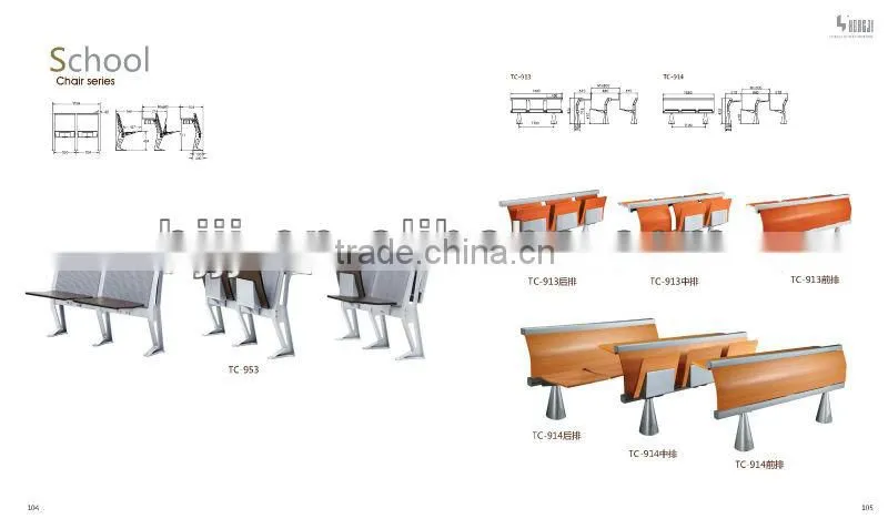 popular school furniture university sudent desk and chair TC-963-V for college
