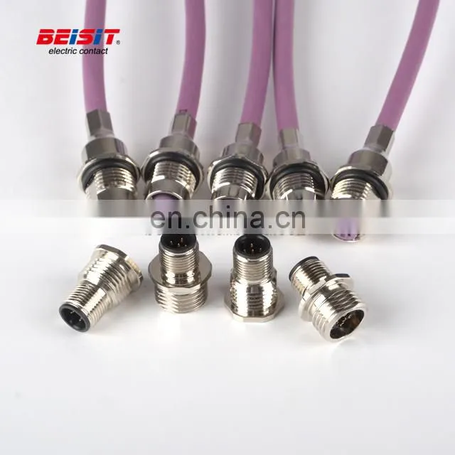 Electrical Cable Connectors 3 4 5 6 8 9 12 pins IP67 Female For Robot M12 Waterproof