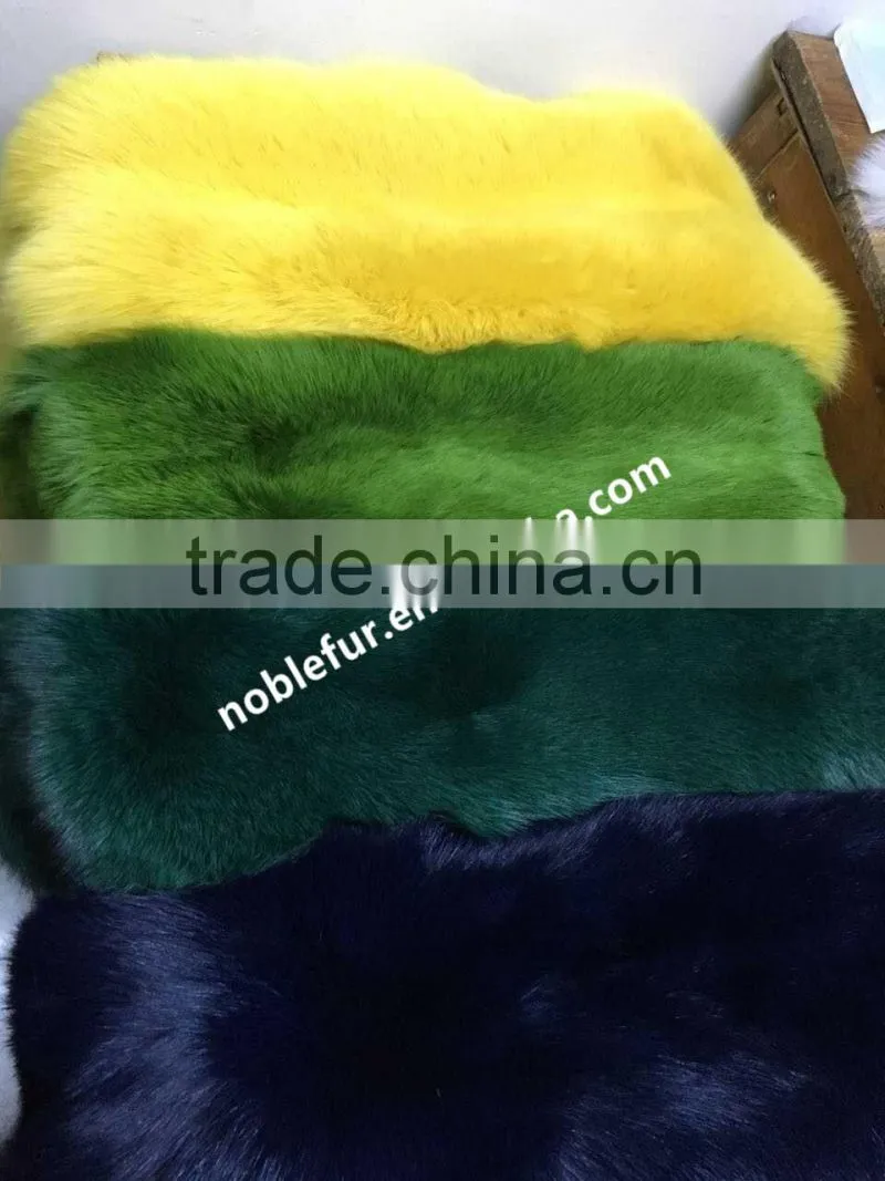 Factory China Plush winter Bright Real Fox fur blanket Fashion Dyed Raw skin color fox