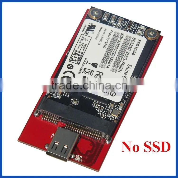 Aluminium mSATA SSD box USB3.1 type C Gen 2 to 3050 mm mSATA SSD enclosure