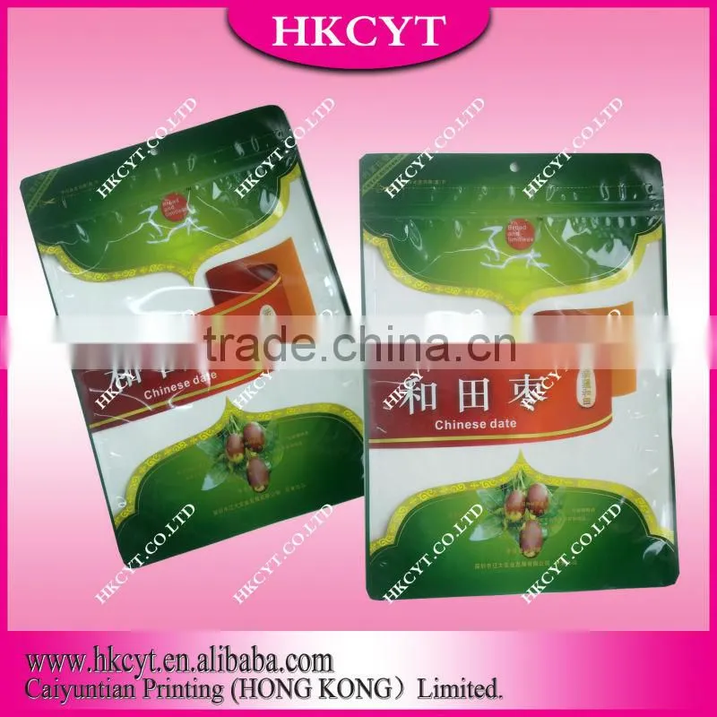 Laminated plastic food packaging bags with clear window