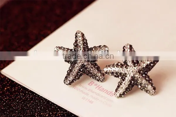 Starfish earrings rhinestone starfish earrings trendy beach earring