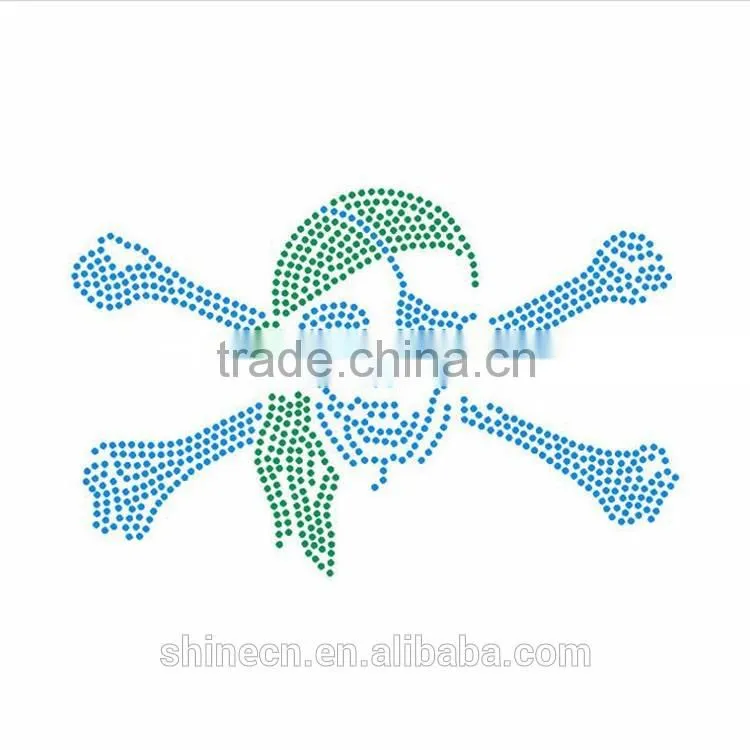 2016 Korean New design Skull design motif Middle east quality Fashion customized rhinestone heat transfer motif wholesale