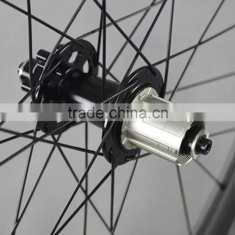 40mm tubular 700c road disc brake carbon wheel,bicycle carbon wheelset with titamium quick release double disc brake W40T