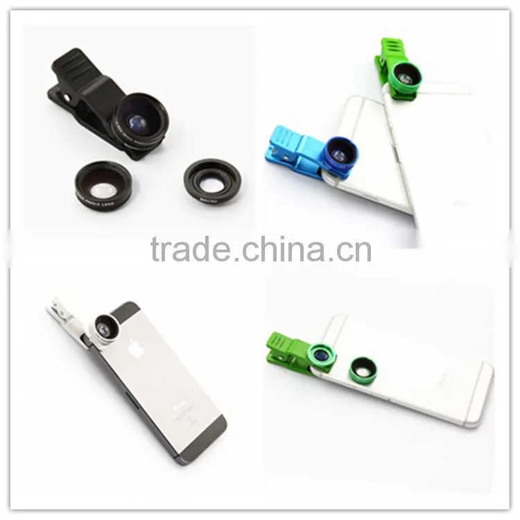 mobile phone accessories one step clip-on camera lens 0.65x wide angle lens 15x macro lens