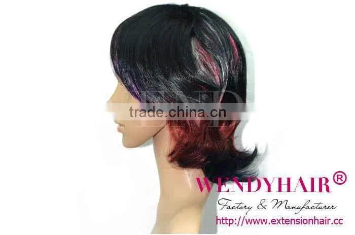 Colorful highlights for dark hair medium hairstyles synthetic wig