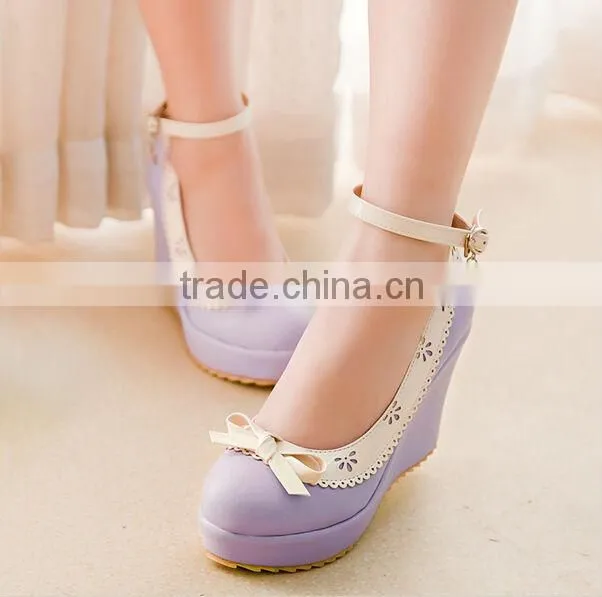 Hot selling fancy lady wedge shoes cute wedge heels OEM factory