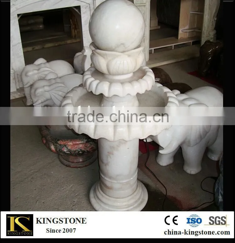 tiered white marble stone floating water ball