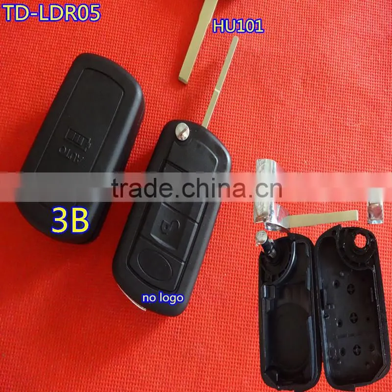 Tongda Auto 3 button flip key shell for L-and Rover.with key blade HU101
