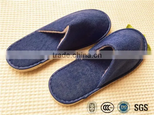 Cheap and OEM Hotel disposable pull plush slipper with EVA sole