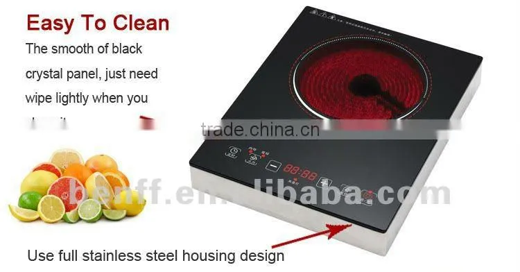 2000W Stainless steel housing touch control electric infrared cooker