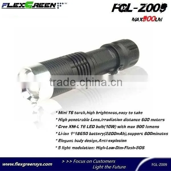 rechargable 18650 zoom function T6 LED mini torch