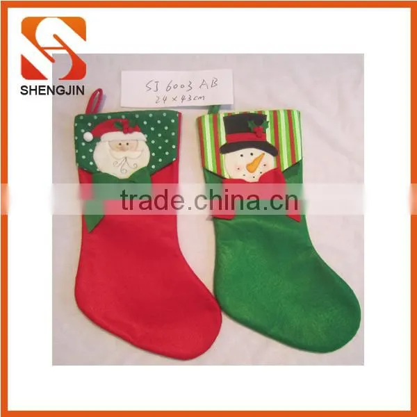 SJ-6720 Promotional fleece cute sant socks gift Christmas stocking