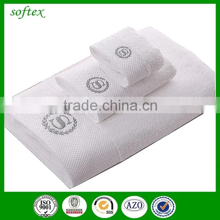 100% cotton 3pcs embroidery towels bath set for hotel