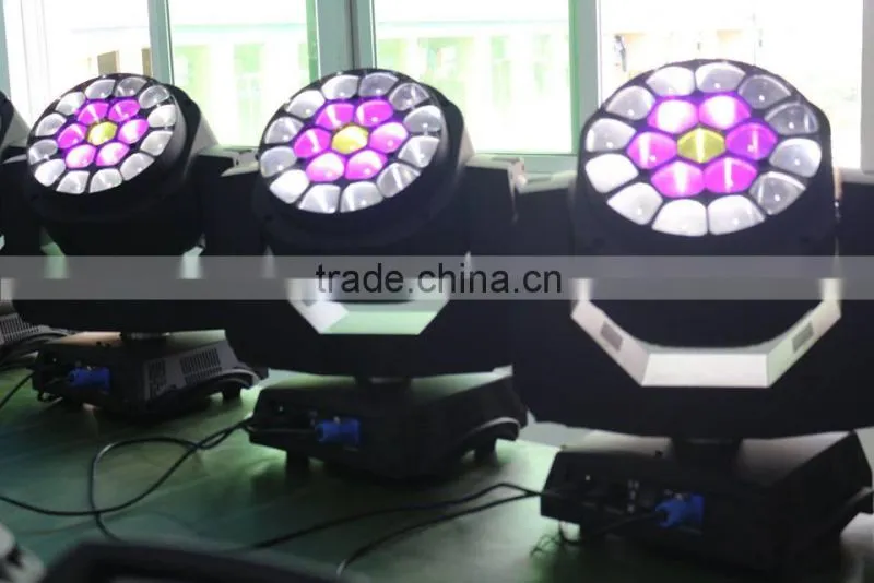 High Quality Beye LED Moving Head Zoom 19pcs RGBW 4in1 15W Moving Head LED Beam Wash 10K LED Light