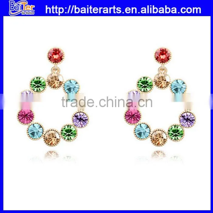 Gold plated alloy micro wave earrings,faked micro paved earrings for girls