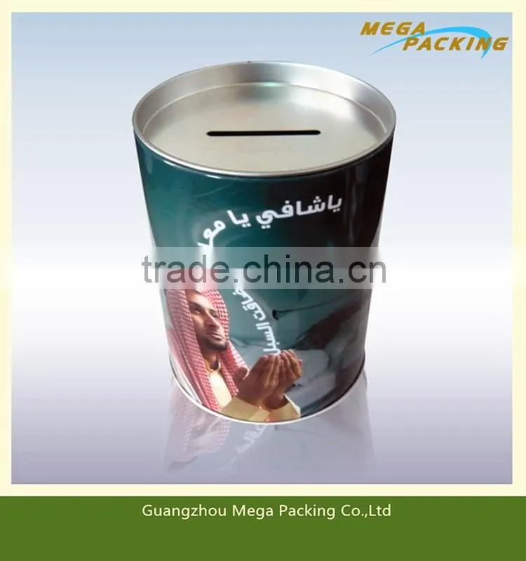 Promotion cheap tin round money saving cans