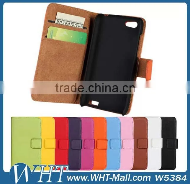 High Quality Smooth Skin Wallet Flip Case for HTC One V Leather Case Wholesale Price