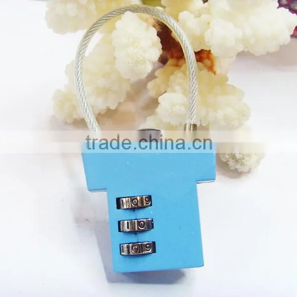 small 3-digital code retractable cable lock luggage