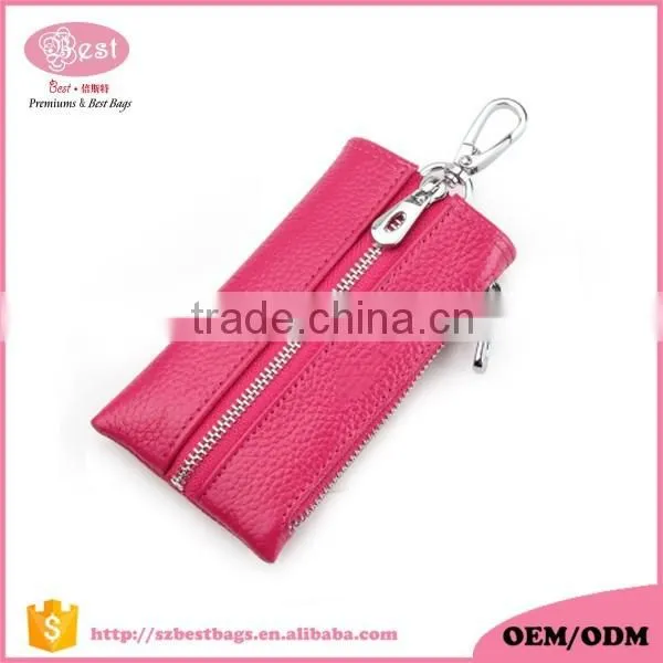 Multifunctional Genuine Leather Keychains Pouch Bag Card Holder Key Ring Wallet