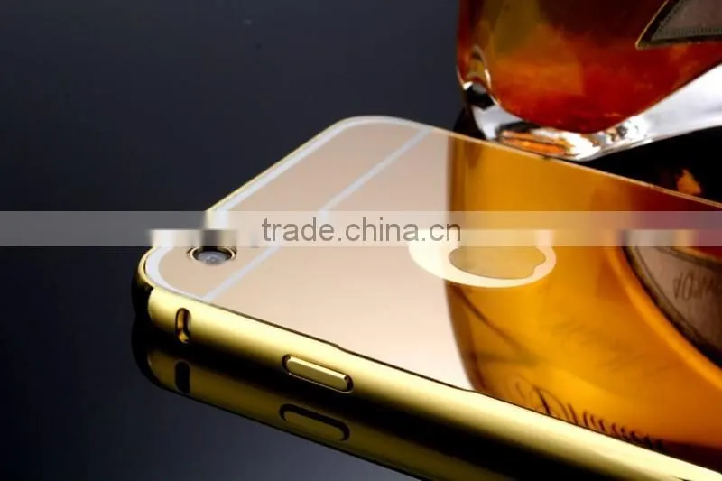Aluminum metal frame bumper mirrior back Mobile phone cover and accessory for iphone 6 accessory for iphone 6S
