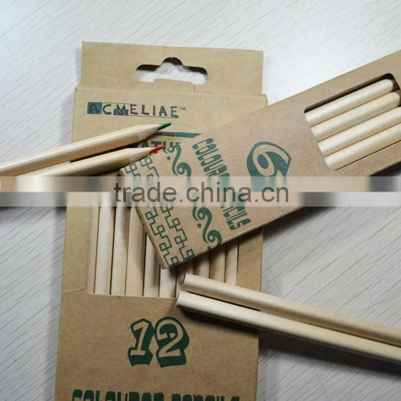 7" standard size triangular shape high quality 3.0mm color lead natural wood colored pencil