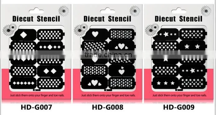 reusable stampling tool nail art stencil stickers HD 18styles nail Hollow stickers