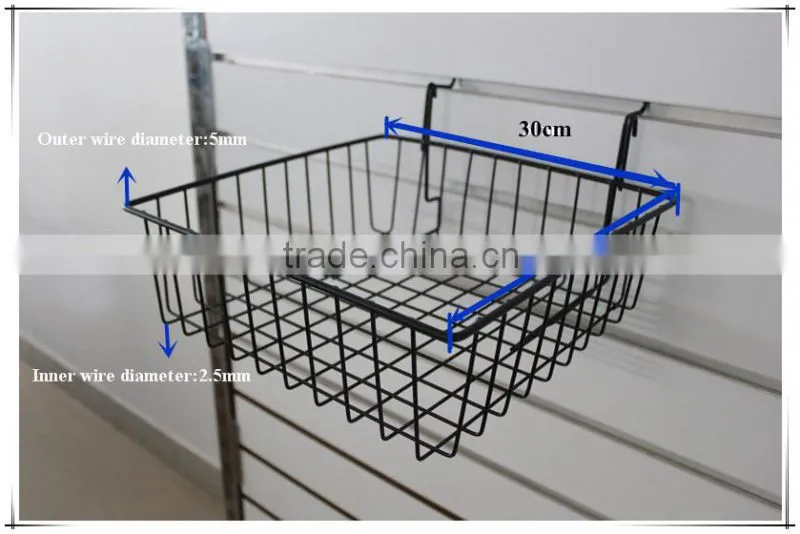 Slatwall metal hanging wire mesh basket
