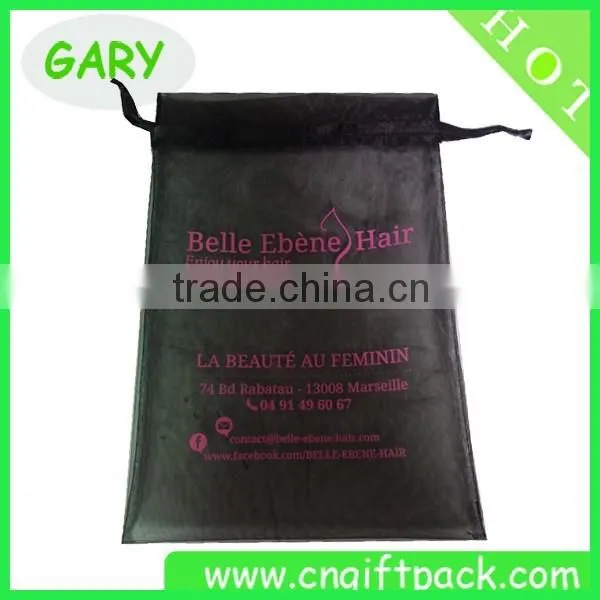 Black Organza Packaging for Weave Hair Packaging Material
