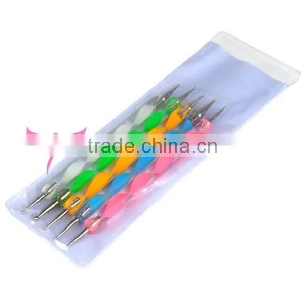5 PCS 2Way Marbleizing Dotting Manicure Tools Painting Pen Nail Art Paint Pen ES-NDP0009