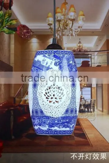 Vintage LED Pendant Light Blue White Porcelain Chandelier Star Jingdezhen Ceramic Loft Coffee Bar Restaurant Kitchen Lights