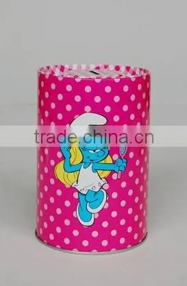 lovely cute High Quality custom children's metal tin coin bank