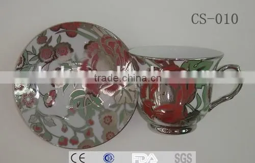 ceramic coffee tea cup and saucer stands