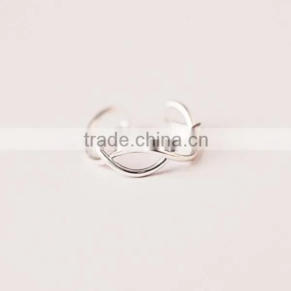 New 925 sterling silver jewelry, silver wave ring opening tail ring joint ring jewelry wholesale