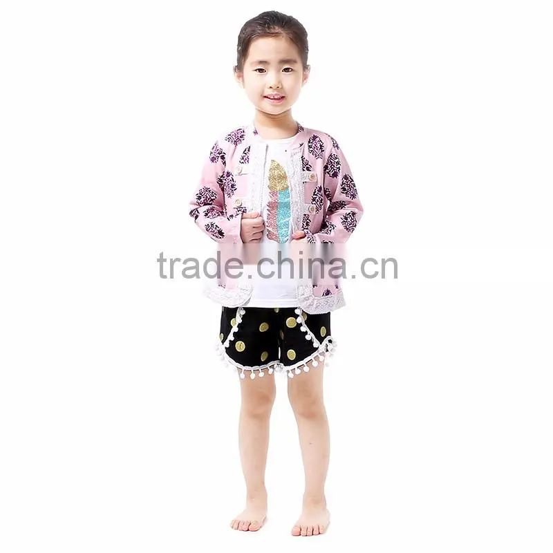 2016 fashion designs wholesale children's boutique clothing , pretty coat