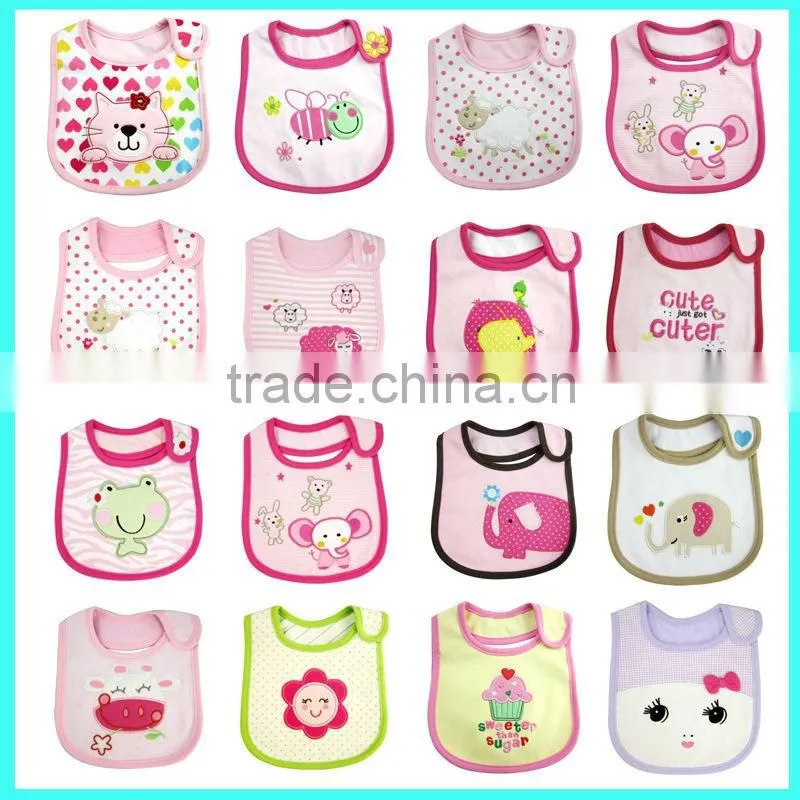 Hot selling 100% cotton 3 layors waterproof comfortable baby bib, baby drool bib manufacturer