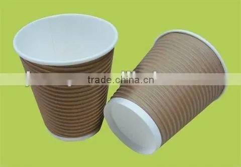 2014 new designed high quality printing ripple paper cups/ disposable triple coffee cup/ double wall hot drink cup
