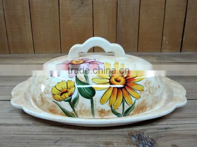 Wholesale handpaint daisy ceramic hang side flower planter set