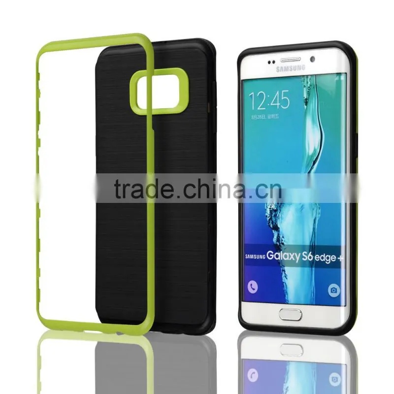 C&T Hybrid Metallized Bumper Brushed Dual Layer Portective Cover for Galaxy S6 Edge+ (Plus)