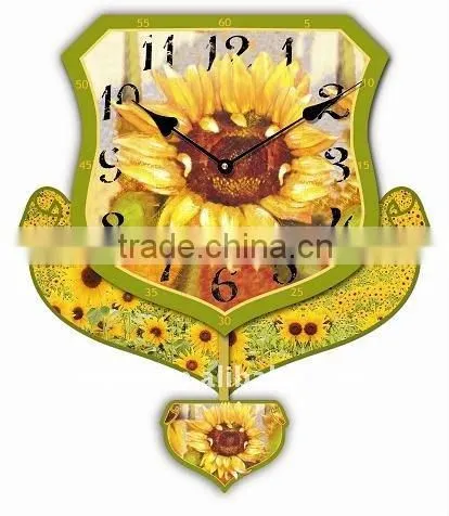 wood art wall pendulum clock