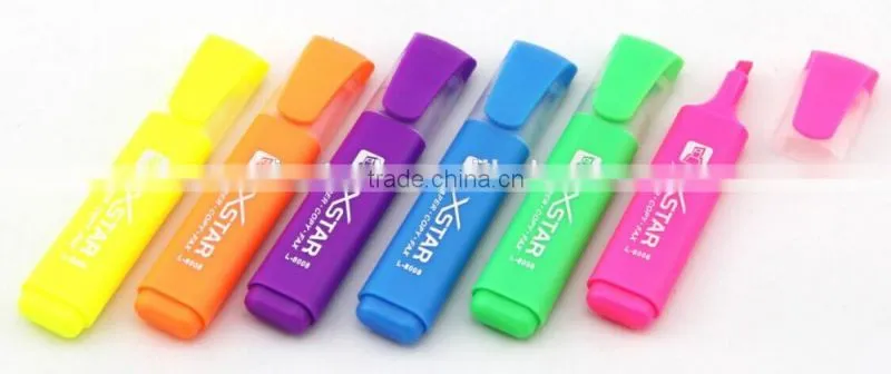 normal size multi-color flat barrel highlighter pen