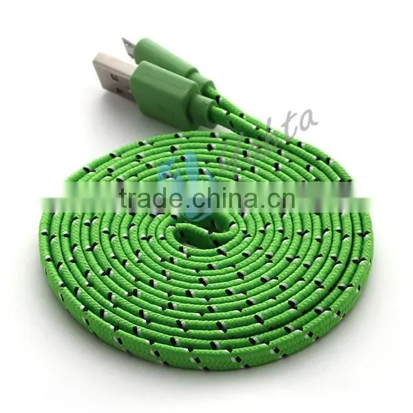 For Iphone 6 Flat Braided Nylon USB Cable 1M Colorful 8 Pin Cable