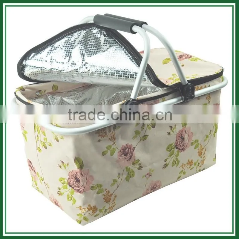 Polyester fabric picnic basket, cheap picnic basket set
