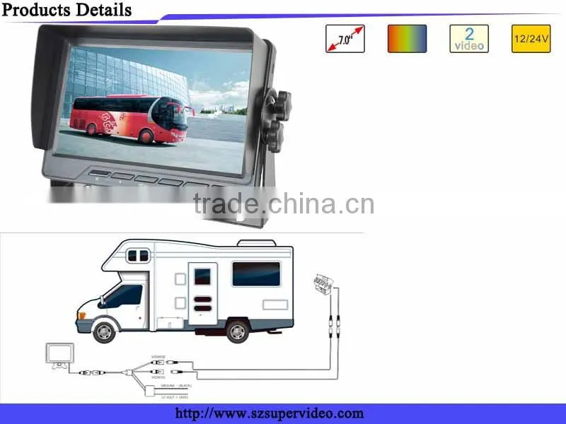 Automatic Rearview/Reversing Camera Kit with 7 inch Monitor with Sunvisor and Cameras,DC12V~24V Input